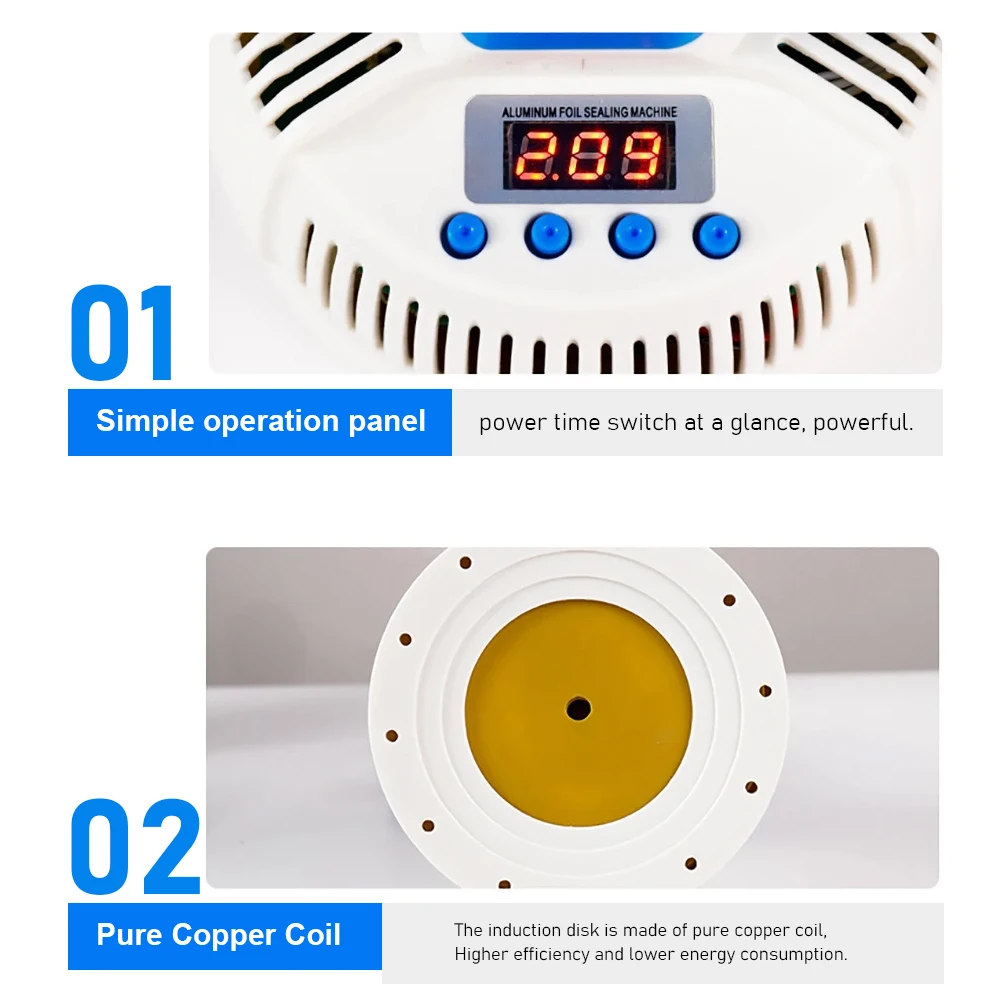 Máquina de sellado por inducción eléctrica, Mini botella de plástico de mano, tapa de botella de aceite medicinal, sellador de juntas de papel de aluminio