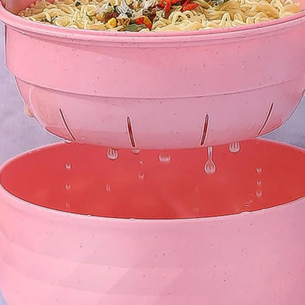 Microwave Ramen Bowl 6-Piece Set Ramen Bowl Set Ramen Noodle Cooker with Lid and Handle Comes with Spoon and Fork for Home view 3