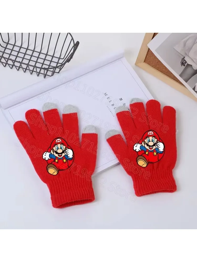 AliExpress TAKARA TOMY Super Mario Gloves Children Cute Finger Glove Winter Outdoor Sports Hiking Cycling Keep Warm