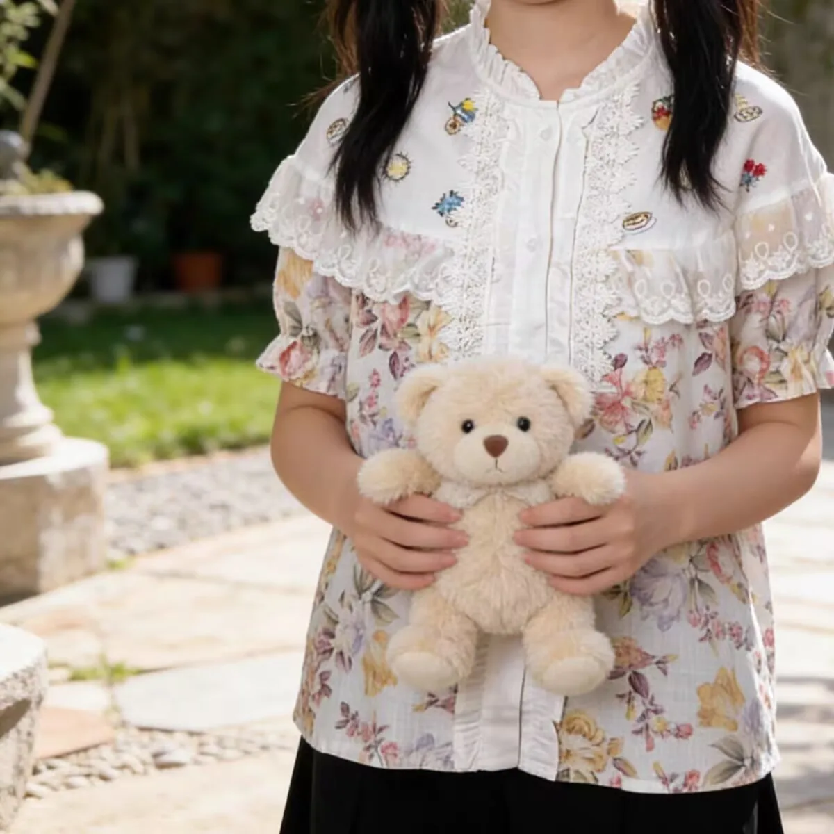 

Женская свободная хлопковая рубашка в японском стиле с цветочным пэчворком, блузка с коротким рукавом, омолаживающий милый топ