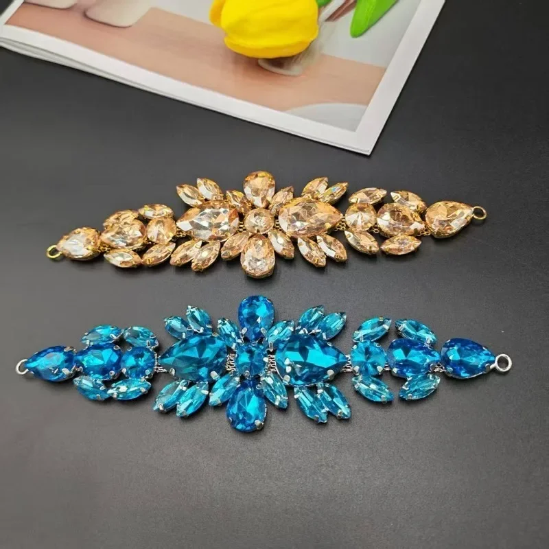 New Color Short Pattern Chain Glass Flower Water Diamond Hand Sewn Handmade Dance Dress Dress Waist Decoration Accessories