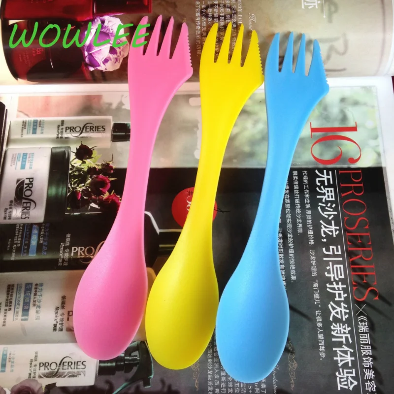 

6pcs 3 In 1 Utensils Plastic Spork Combo Travelling Gadget Cutlery Tableware Spoon Fork Cutter Travel Camping Hiking Picnic