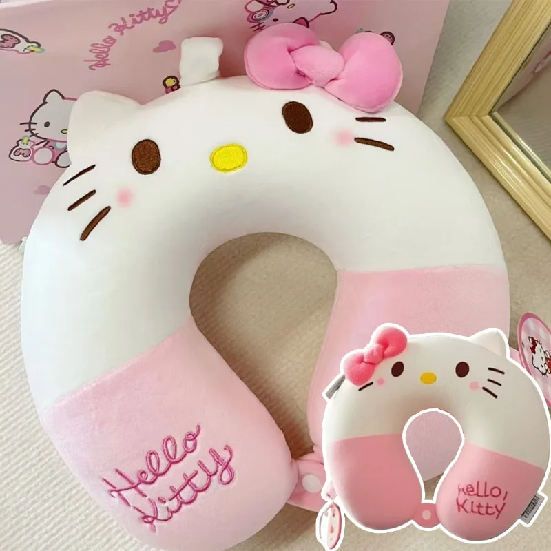 

Sanrio Hello Kitty Portable U-shaped pillow Cartoon Anime Memory Foam U-Shaped Pillow Girl Travel Car Neck Protector gifts new