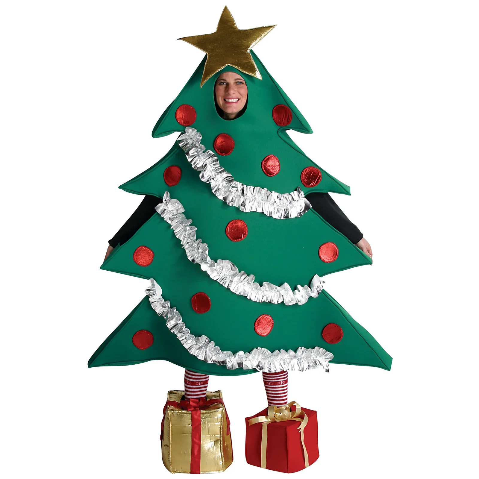 Christmas Tree Costume Cosplay Unisex Inflatable Costume For Funny Stage Performance Costume+Gift Shaped Shoes Accessories