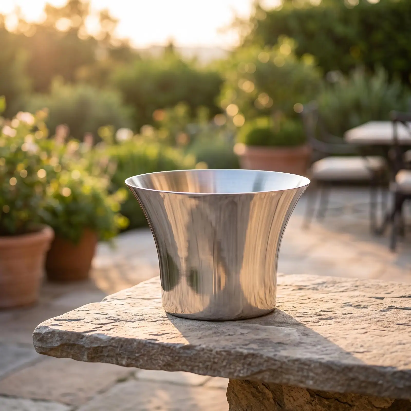 Large Stainless Steel Champagne Ice Bucket Wide Top Drink Cooler with Thickened Base for Party Beverage Serving Station