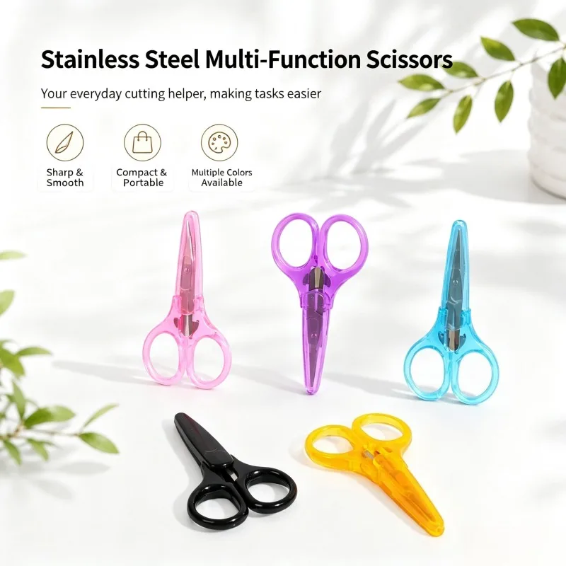 1/5 Pcs Stainless Steel Office Scissors Bangs Scissors Thread End Scissors Handmade Paper Cuttings Scissors with Cover