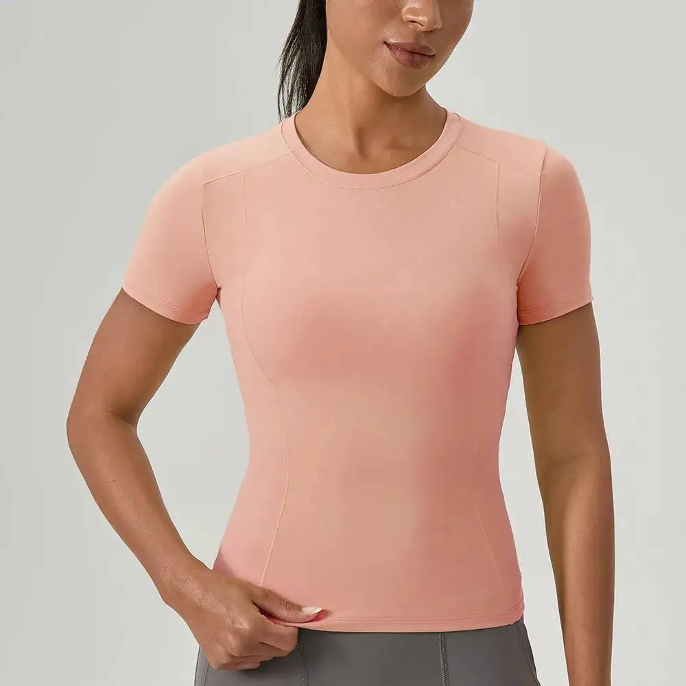 

Short Sleeve Yoga T-Shirt Women Summer Solid Color Gym Running Top Slim Fit Breathable Quick Dry Workout Shirt Female Sportswear