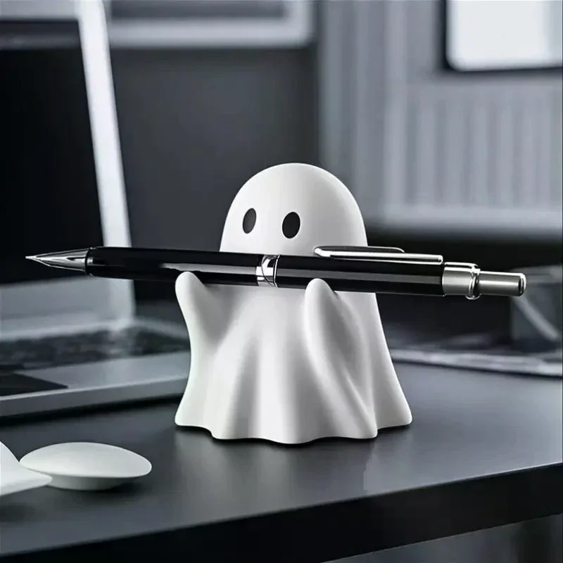 Spooky Ghost Pen Holder Funny Figurine Design Pencil Desk Organizer Accessory Gift for Families And Friends