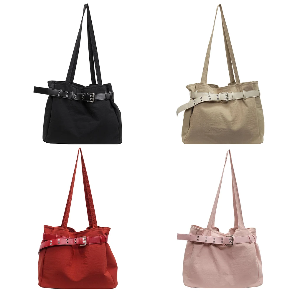 

Women Tote Bag with Inner Pockets Nylon Hobo Bag Magnetic Closure Belt Buckle Daily Bag Shopping Work Bag