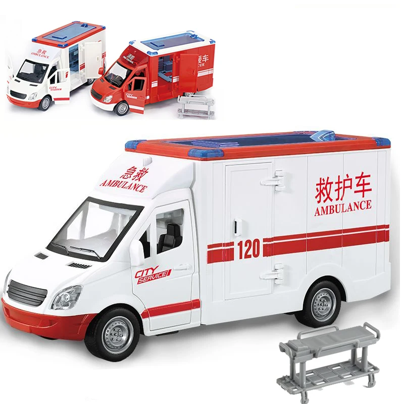 Ambulance Car Toy City Large Fire Truck Model Simulation Sound And Light Engineering Vehicle Collection Children\'s Toy Gifts