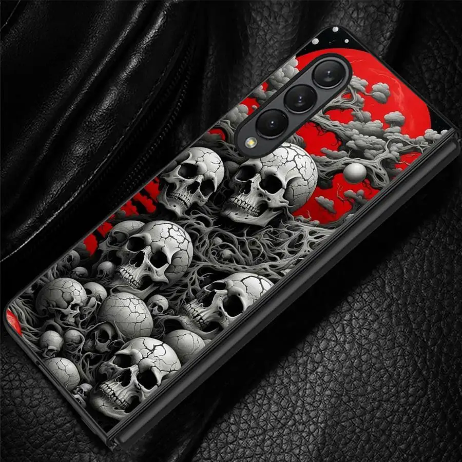 Bleak Skulls Blood Moon Case for Samsung Galaxy Z Fold 8 Ultra ZFold3 ZFold6 Z Fold 7 6 5 4 3 ZFold4 ZFold7 ZFold5 Phone Cover