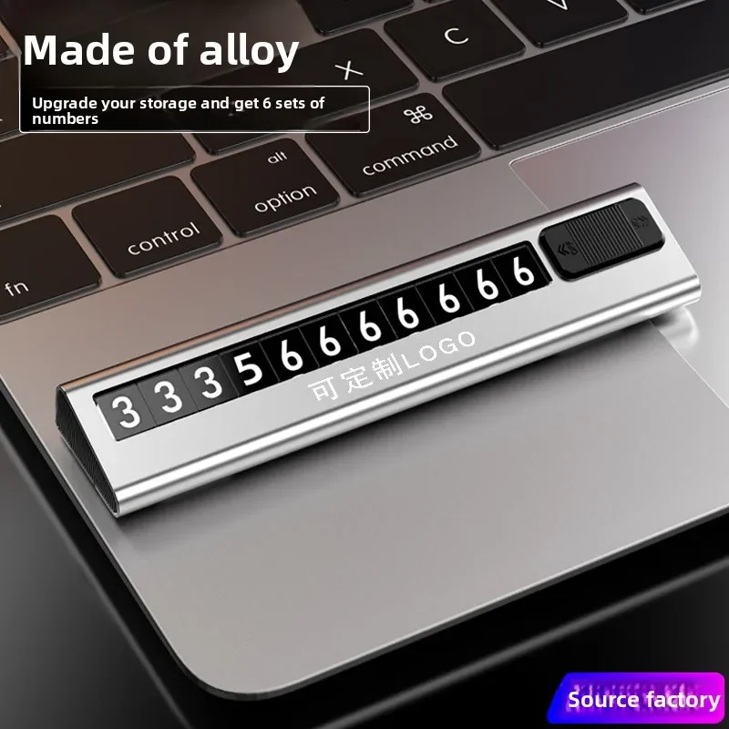 Alloy Number Storage Parking Plate, Temporary Phone Sign, Hidden Digit Dashboard Card for Auto Interior Accessories