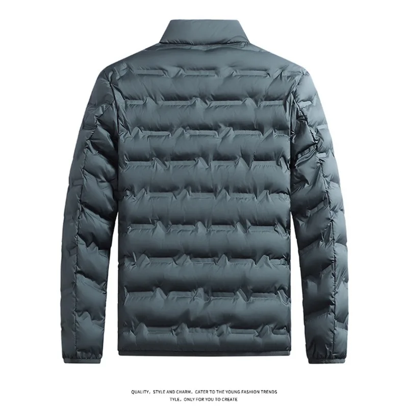 Outdoor Windproof Outerwear Winter Casual Warm Men Fleece-lined Jacket Solid Color Thicken Male Fashion Stand Collar Coats