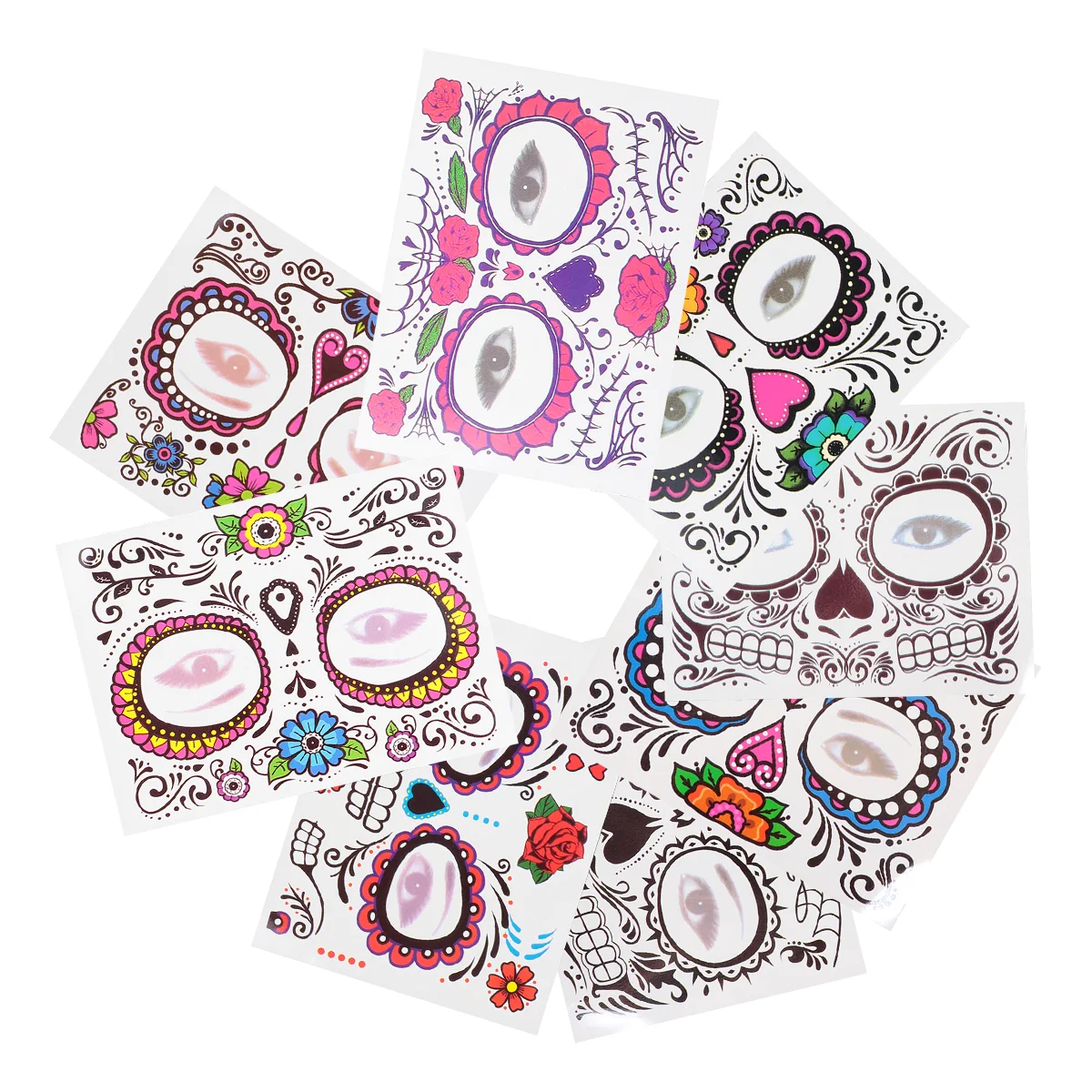 

8 Sheets Halloween Face Stickers Jewelry Rhinestones Temporary Tattoos for Makeup Glitters The