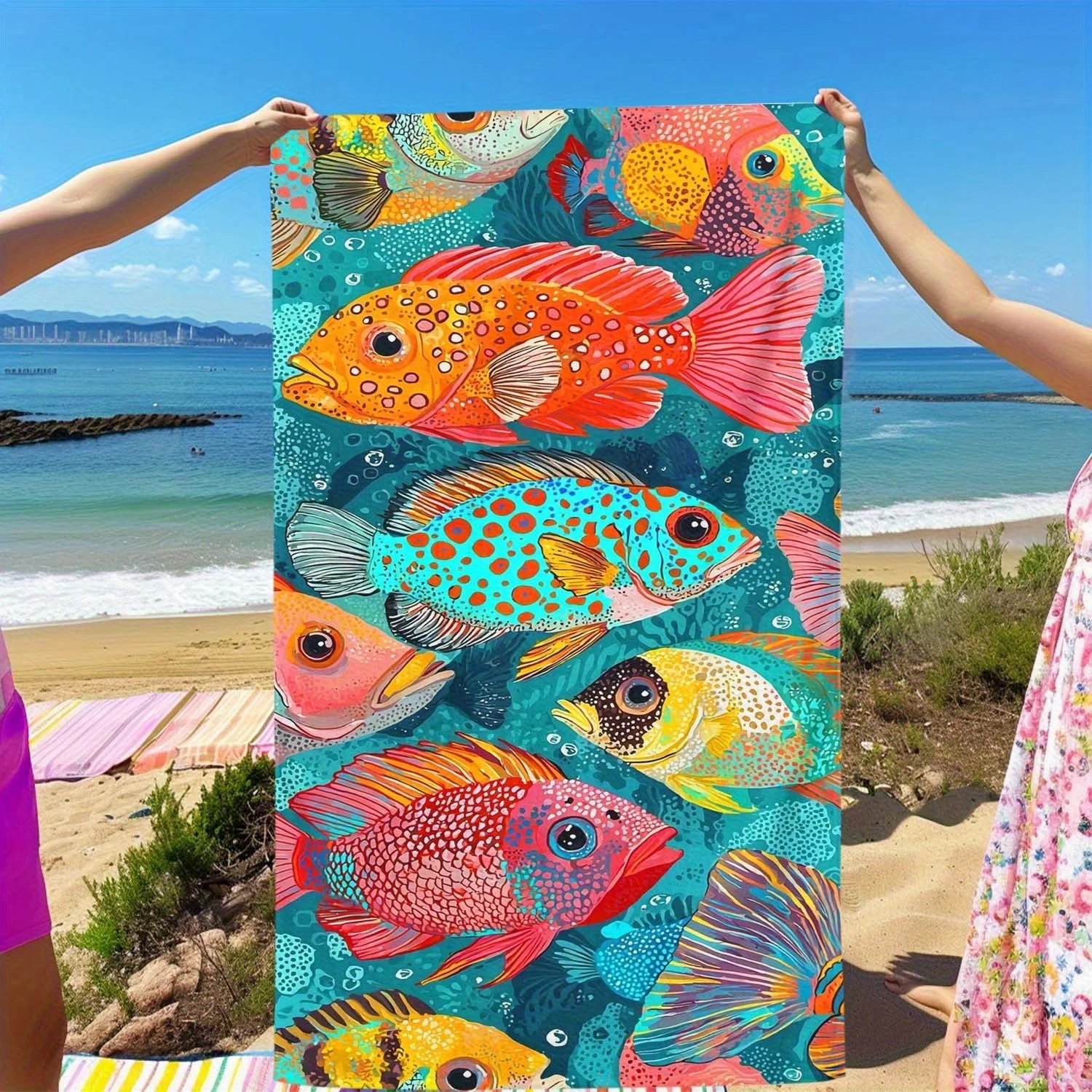 Colorful Beach Towels for Fun , Soft towels suitable for travel, swimming pools, vacations and beach days.