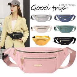 Simple Pure-Color Golden Zipper Chest Bag Large Capacity Fashion Shoulder Bag For Party Daily Office