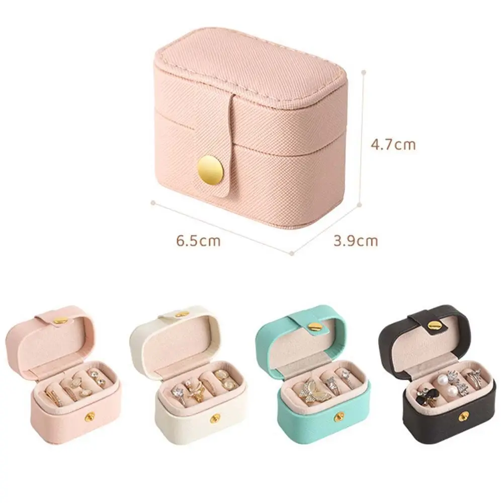 Fashion Simple Travel Gift PU Leather Water-proof Jewelry Organizer Earring Holder Ring Display Box Jewelry Storage Case