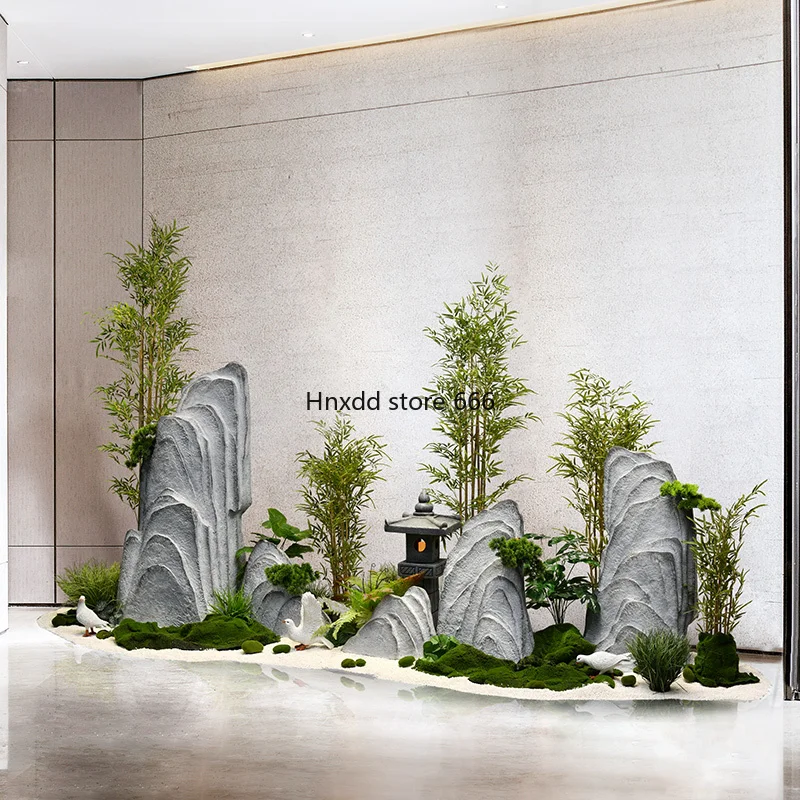 

Indoor large-scale simulated stone landscaping arc