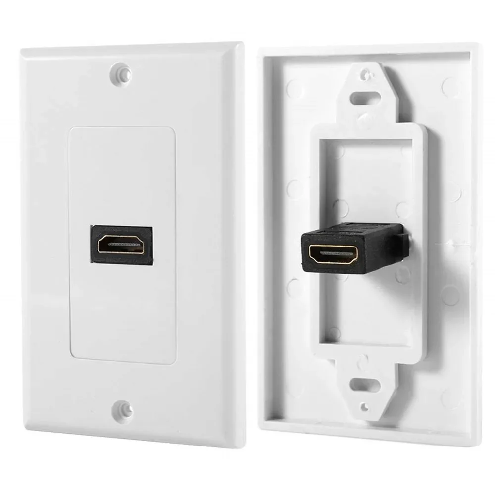 1 Port Gold-Plated HDMI Wall Plate Single Outlet Port Insert 4K 60Hz Face Plate Socket Insert Jack for Home Theater System