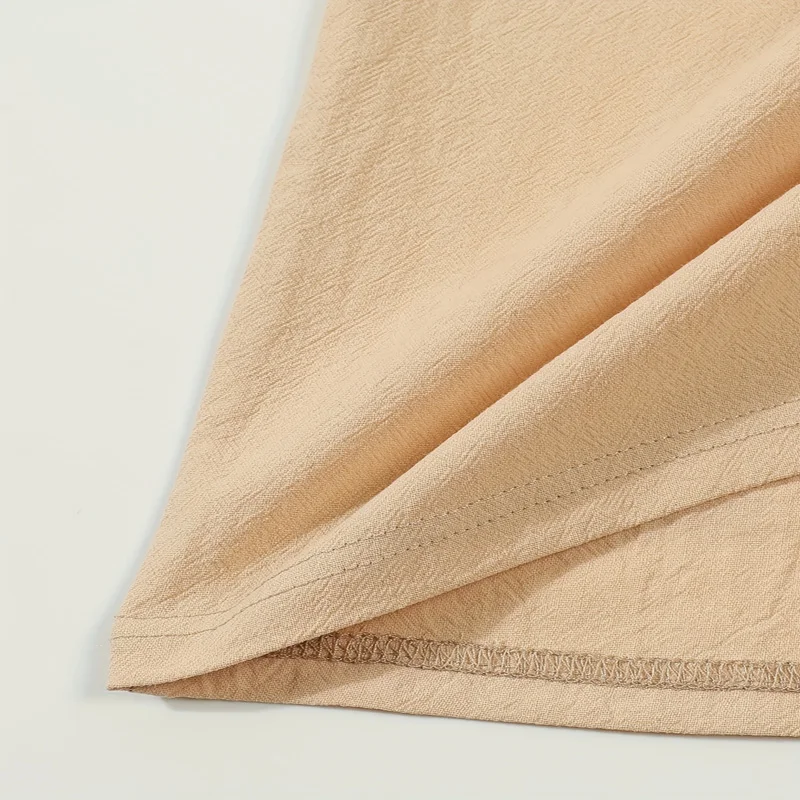 2026 Frühling Herbst Herren Baumwoll-Leinen Langarm-Stehkragenhemd mit Brusttasche, locker sitzend, einfarbig, für Freizeit, Strand, Alltag und Büro – Detail 9