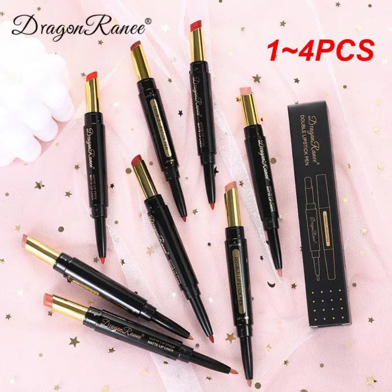 1 ~ 4 Stuks Lipliner Lippenstift Langdurige 8 Kleuren Lippenstift Lippen Make-Up Lip Voering Pen Hydraterende 2 In 1 Lip Contour Pen Cosmetica