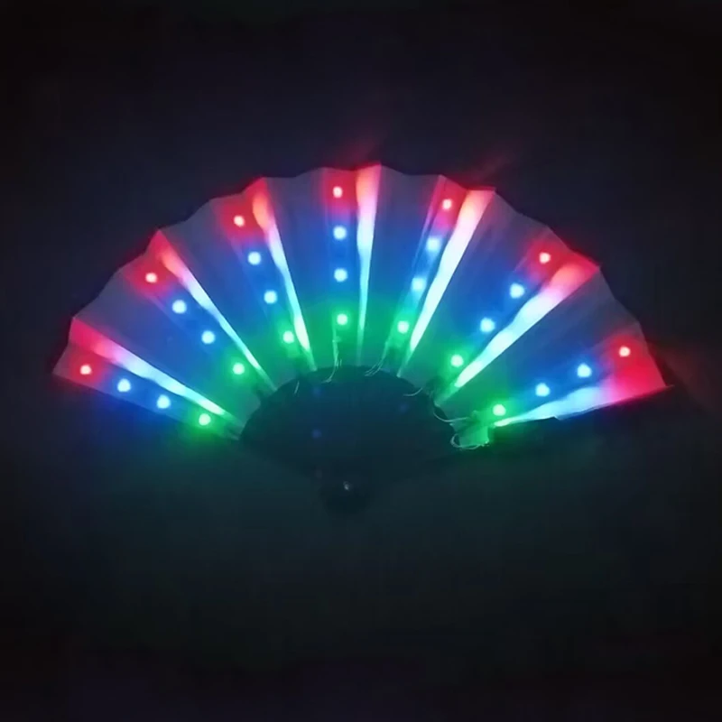 10/13 Zoll Leuchtender Handfaltfächer Hochzeitsgeschenke Fächer mit LED-Lichtern Verschiedene Stile Leuchtende Festival-Fächer Bar-Requisiten – Detail 28