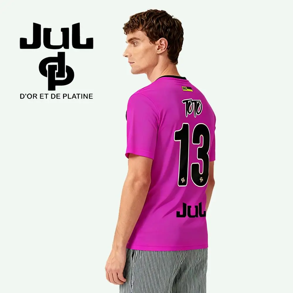 New JUL Marseille Rap All-Over Print Jersey 13 Organize Hip Hop Football T-Shirt Training Uniform Unisex Pink Custom Streetwear