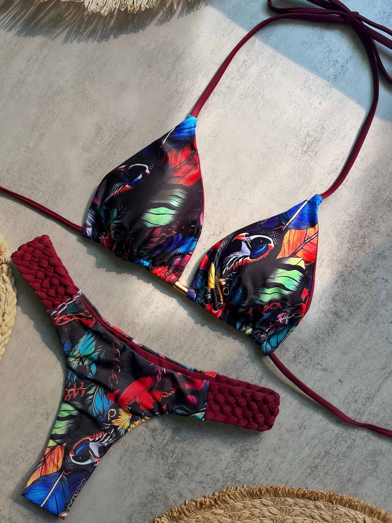 

Микро-бикини 2026: Сексуальный женский купальник пуш-ап с принтом, комплект бикини, пляжный костюм, стринги для плавания, пляжная одежда для женщин