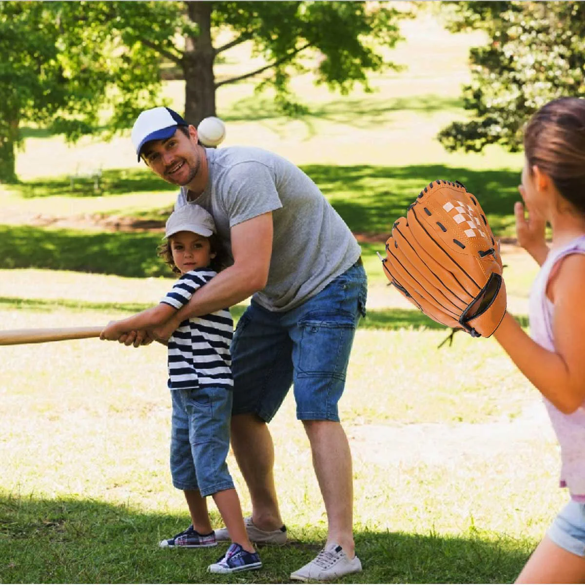 

Softball Baseball Left Hand Glove 12.5 Inch Yellow Adjustable Strap Outdoor Team Sports Impact Cushion Palm Softball Glove