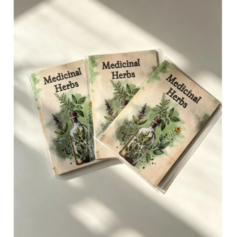 Medicinal Herbs Vintage Illustrated Book, Botanical Art Guide Book for Collection and Scrapbook