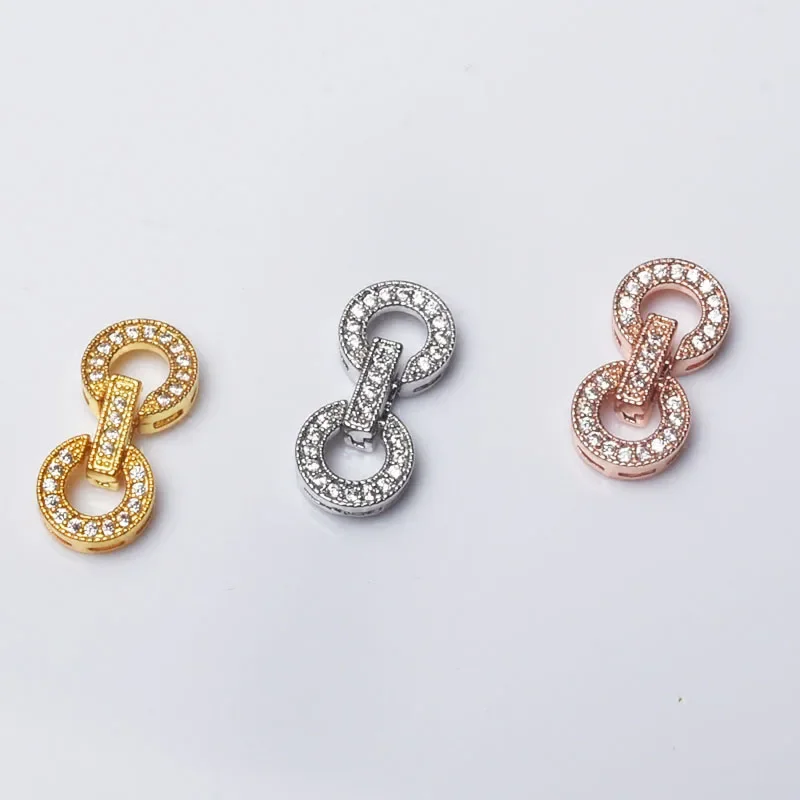 3pcs 18k gold plated CZ micro pave circle clasp for jewelrymaking 10x18mm