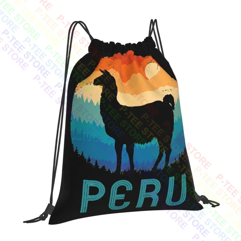 Llama Machu Picchu Peru Alpaca Nazca Llamas Drawstring Bags Gym Bag Gym Softback Personalised Multi-function