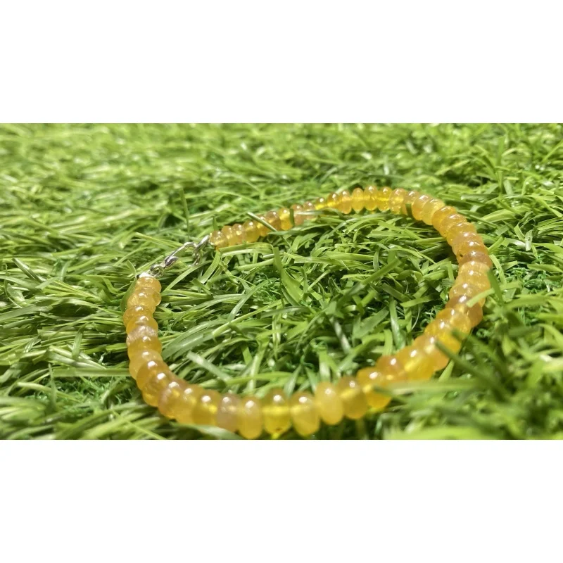 Natural Yellow Sapphire Bracelet 7 Inch 4-5mm Smooth Beads Handmade Gemstone