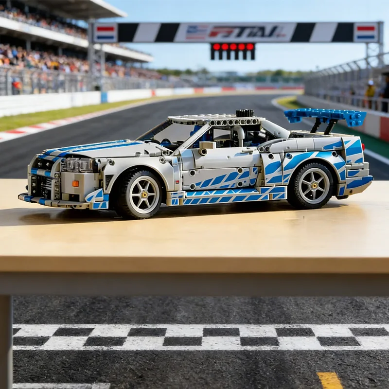 Bricolage 42210 « dieu de la guerre » GT-R34 ensemble mécanique de voiture de sport, cadeau d'anniversaire, cadeau de noël, cadeau d'halloween