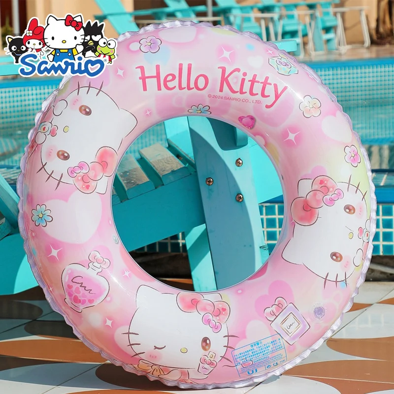 Hello Kitty Anel de Natação Inflável, Brinquedos infantis em PVC, Figura Anime, Melody Water Floating Swim Circle, Piscina de Praia Float Circle