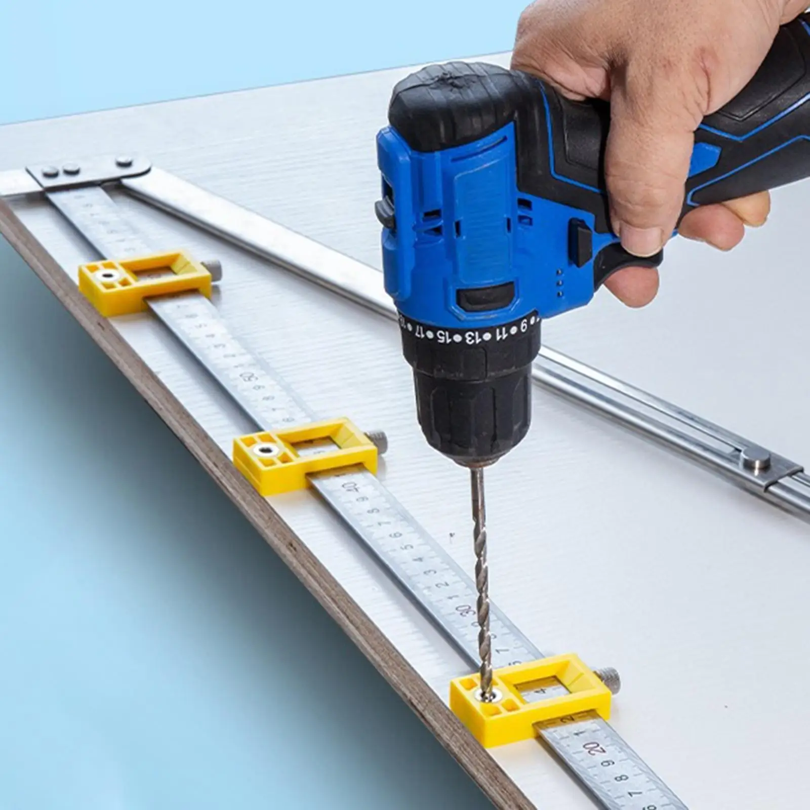 Folding Positioning Ruler Stainless Steel Adjustment Scriber Line Marking Gauge with Sliders for Precision Woodworking