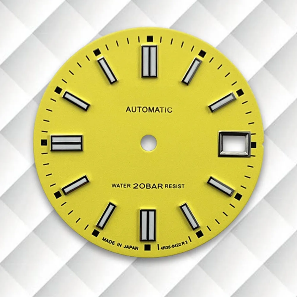 28.5mm S Logo Matte Dial Green Luminous Fit NH35/NH36/4R/7S Japanese Movement  Latest styles Watch Modification Accessories