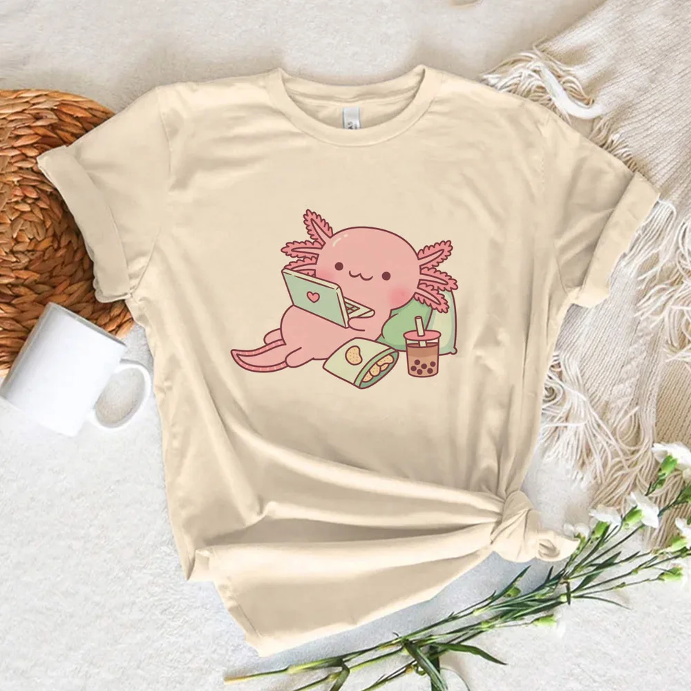 Axolotl-Économie à motifs de bandes dessinées japonaises pour femmes, hauts pour filles, vêtements de bandes dessinées Harajuku, Y2K