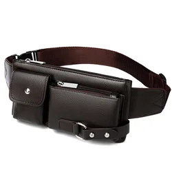 Men Casual Leather Crossbody Bags Waist Bag Fanny Pack Belt Bag Phone Bags Travel Waist Pack Male Small Shoulder Bag Wholesale