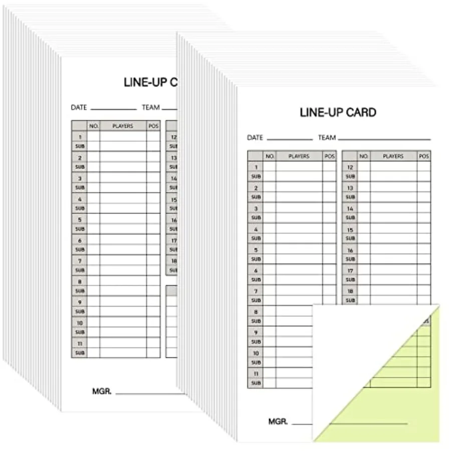 Sets Baseball Softball Lineup Cards 4 Part Carbonless Copies Lineup Sheet Games with 18 Player Roster Baseball Scorebook for Co
