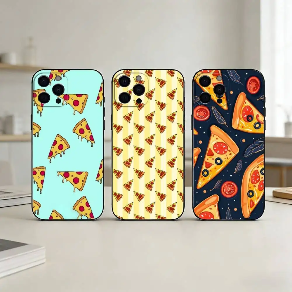 

delicious cartoon pizza Phone Case For iPhone 17,16,15,14,13,12,11 Plus,Pro Max,SE4Soft Silicone Black Cover
