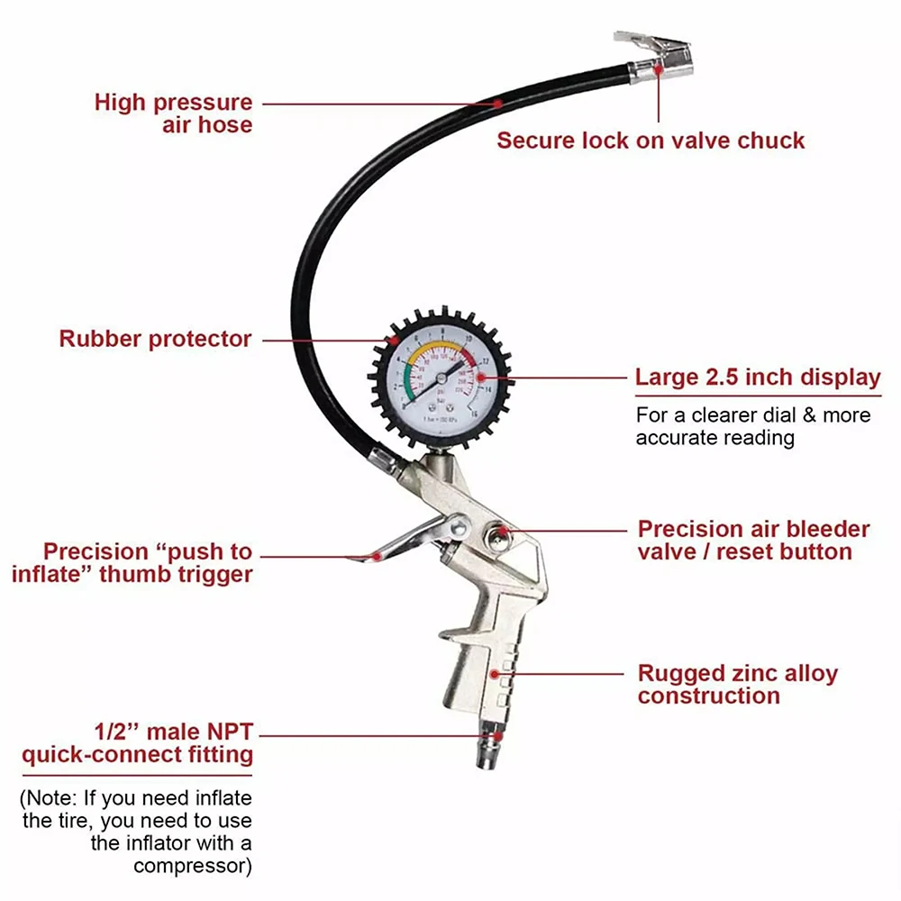 0-220Psi Digital Pointer Car EU Tire Air Pressure Inflator Gauge Tire Tool Ttyre pressure Gun Pressure Guage Tester Air Compress