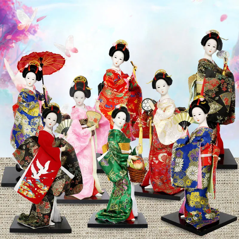ESTATUILLA coleccionable Kabuki antigua Oriental de Geisha japonesa, estatua de niña, muñecas Kimono para la decoración de la Mesa del hogar y la Oficina, 12"