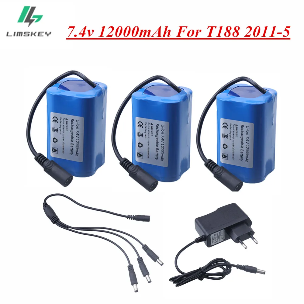 

7.4V 12000mAh Battery with USB Charger For T188 T888 2011-5 V007 C18 H18 Remote Control RC Fishing Bait Boat Spare Battery Parts