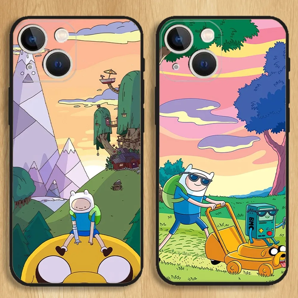 Cartoon A-AdventureS-S T-Time Phone Case For iPhone 16,15,14,13,12,11,Pro,Max,Plus,Mini,X,XS,XR,8,7,6,S,Plus,SE Soft Black Case