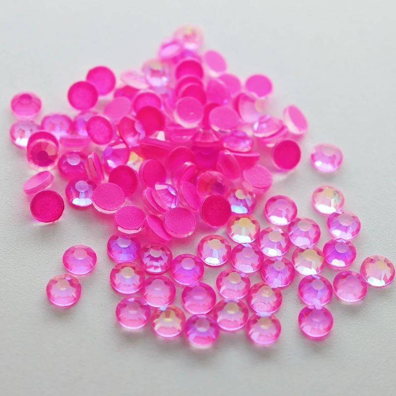 All Sizes Fluorescent Neon Mocha Jelly AB Mix SS6-SS30 Non Hotfix Neon Rhinestone Noctilucent Electric Nail Art Decorations