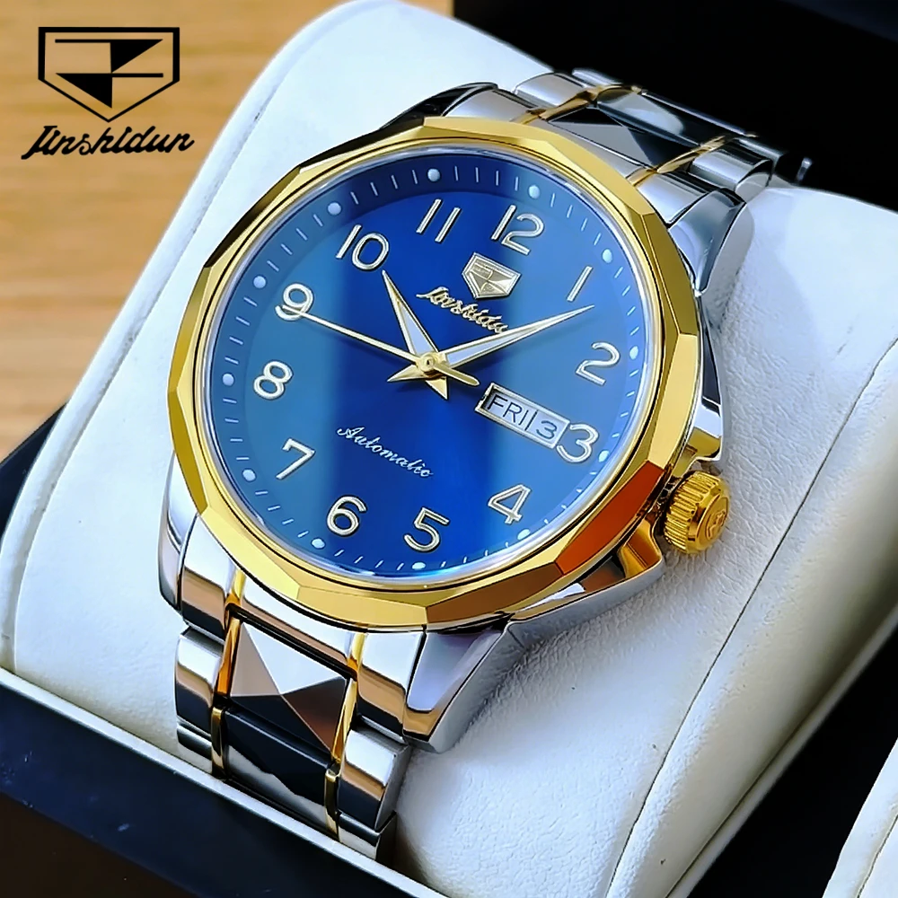 JSDUN Men's Watches Top Brand Luxury Tungsten Steel Strap Sapphire Mirror Original Automatic Mechanical Wristwatch for Man Date