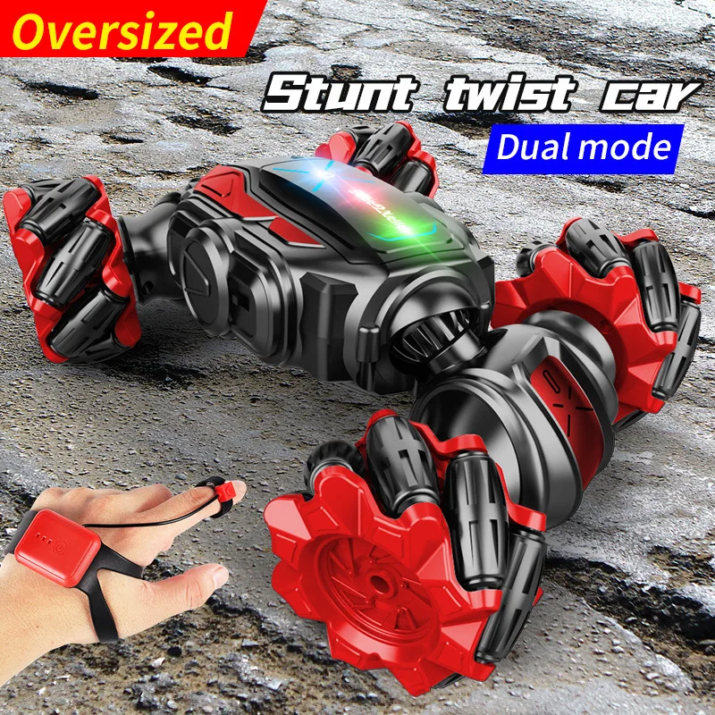 All Terrain RC Stunt Car Handle and Fingers Remote Control 4WD Off Road Vehicle Twist Car Toy With Music LED Lights