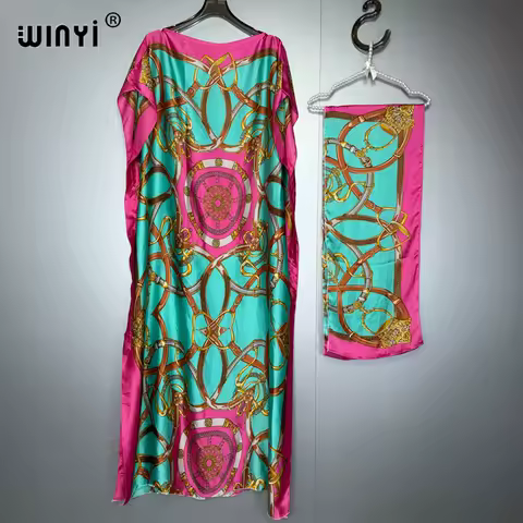 WINYI muslim african retro dress for woman abaya dubai luxury Kaftan evening dress Elegant Maxi Length Dress beach covers