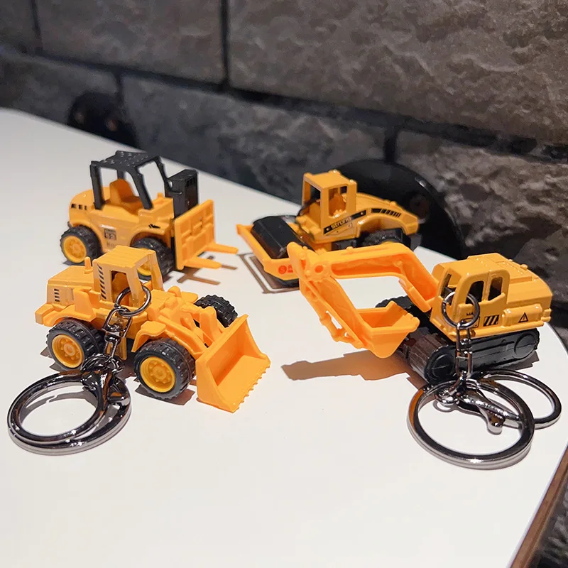 keychain excavator Boy Lightweight Key Ring Pendant Forklift Tractor Mini Construction Truck Model Keyfob Ornament